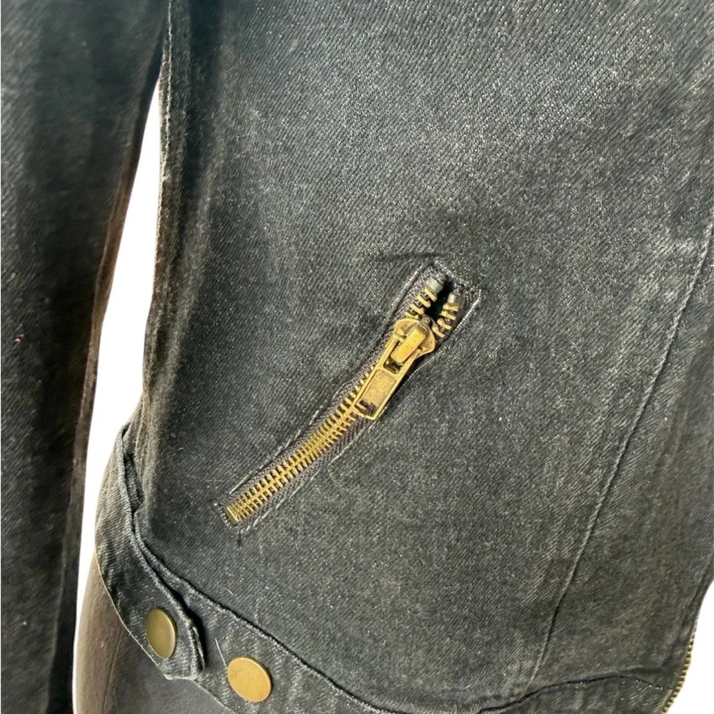 Sugar Lips Asymmetric Zip Denim Moto Jacket XS Black